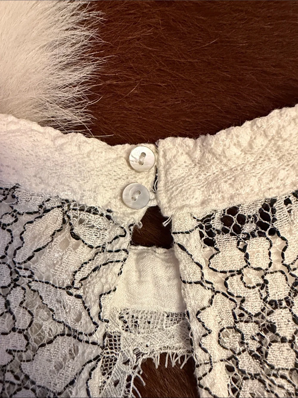 Free People White Lace & Gauze Long Sleeve Mini Dress